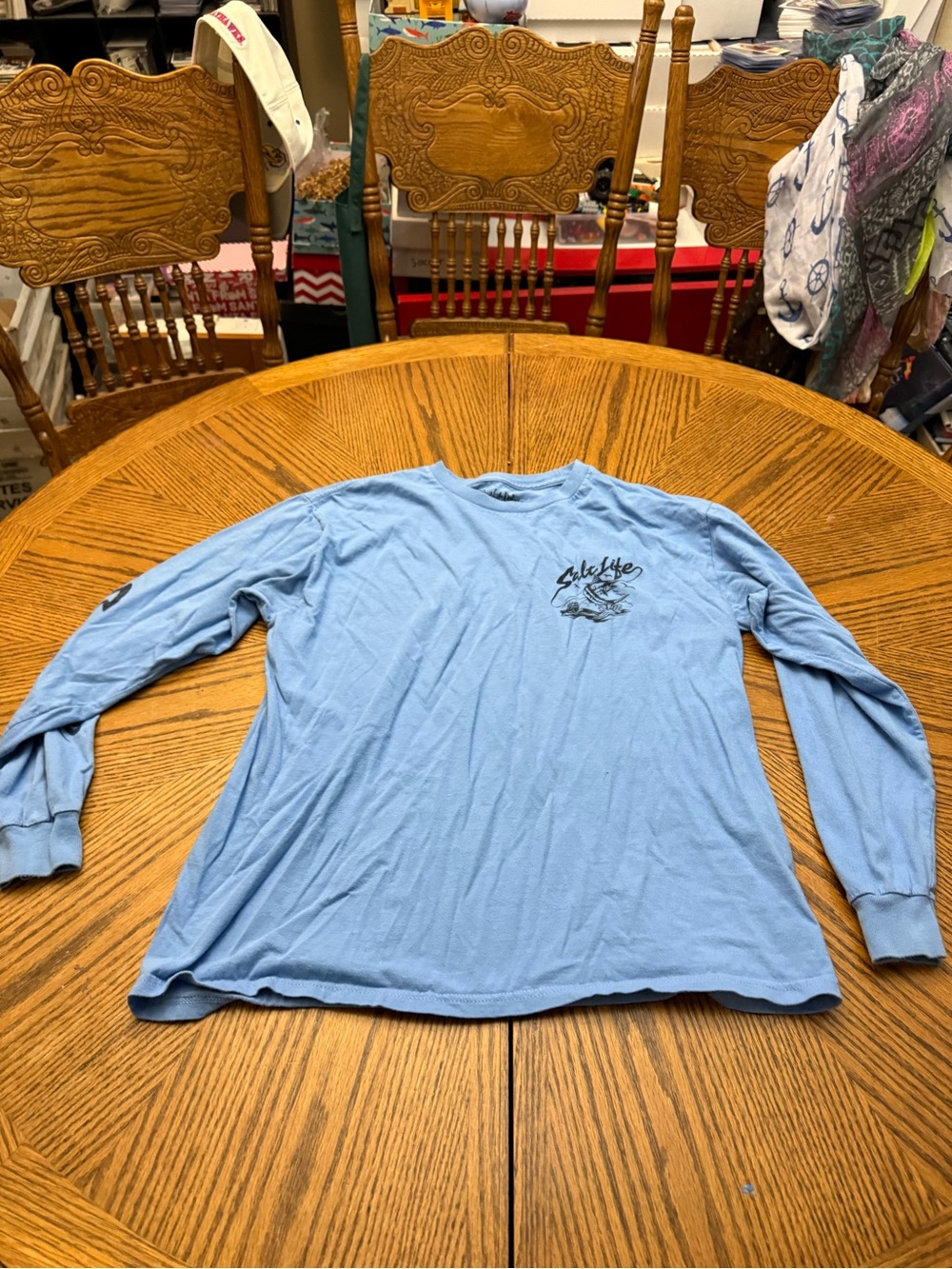 Salt Life Men's Long Sleeve Crew Tee in Light Blue